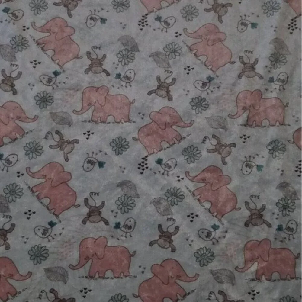 RN 119741 Elephant Monkey Bird Baby Blanket Lovey Pink Gray Greenish